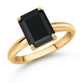 thumbnail image 3 of Gem Stone King 10K Yellow Gold Black Onyx Solitaire Engagement Ring for Women (2.10 Cttw, Octagon 9X7MM, Gemstone December Birthstone, Available in Size 5, 6, 7, 8, 9), 3 of 7