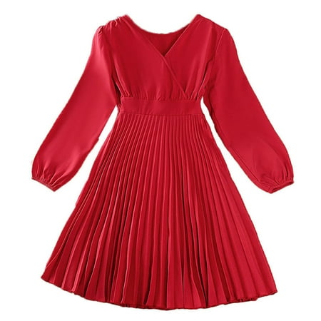 

Princess Dresses For Baby Girls Kids Toddler Baby Girls Spring Summer Solid Ruffle V Neck Long Sleeve Princess Dress Baby Girl Dresses Autumn Long Sleeve Skirt 8-9 Years