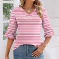 thumbnail image 2 of Yuanlook Womens Casual Short V Neck 3/4 Sleeve Tops Blouses Fashion Clothes - Pink - L, 2 of 5