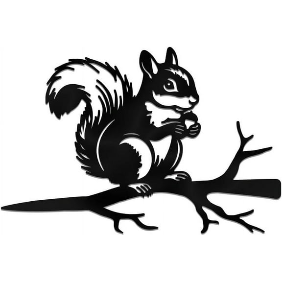Squirrel on Branch Metal Yard Art Decor Squirrel Stainless Steel Outdoor Tree Silhouette Stake for Tree Yard Garden Patio Animal Outdoor Decor Gift for Housewarming Home Art Decor