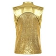 thumbnail image 2 of Kaerm Men Sparkly Sequin Jacket Sleeveless Zip Up Waistcoat Vest Tops Prom Party Disco T-shirts Gold M, 2 of 7