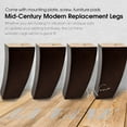 thumbnail image 2 of 6 inch / 15cm Wooden Furniture Legs, 4PCS Soild Wood Walnut Curved Legs Replacement Feet with Mounting Plate for Couch Sofa Cabinet Armchair Recliner Chair, 2 of 6