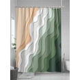thumbnail image 5 of Fsddascl Sage Green Beach Shower Curtain Set - 48" x 72" Washable Bathtub Curtain with 12 Hooks, Farmhouse Coastal Ombre Sea Waves Art Waterproof Fabric Stall Shower Curtains for Bathroom/Bathtub, 5 of 6