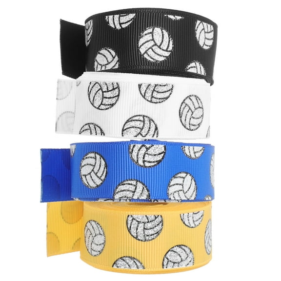 LOLIPPYY 4 Rolls Cheerleading Ribbons for Volleyball Themed Party Decorations 17.7x0.9in Polyester in Multiple Colors