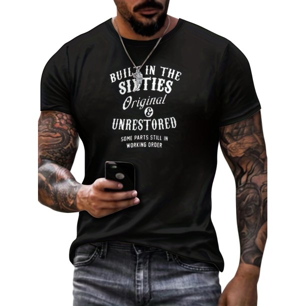 BUILT IN THE SIXTIES" Classic 3D Print Men's T-Shirt - Casual Black Graphic Tee, Perfect for Summer & Street Style, Machine Washable