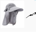 thumbnail image 2 of Sombrero para el sol para mujer, ala ancha, protección UV, sombrero de pesca para la playa, nailon plegable desmontable para exteriores, gris claro, 2 of 5