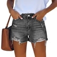 thumbnail image 2 of Womens Mid Rise Stretchy Cut Off Denim Shorts Distressed Ripped Jean Shorts Gray 2XL, 2 of 6