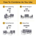 thumbnail image 3 of Metal Patio Outdoor Furniture Set, 4 Piece Outdoor Deep Seating Conversation Sets with Tempered Glass Top Coffee Table, Sectional Metal Frame Patio Furniture Sofa Set with 4” Cushions, 3 of 8