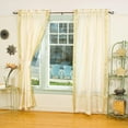 thumbnail image 3 of Lined Rod Pocket Sari Curtain 43"W X 84"L- Matching Tiebacks Handcrafted Cream Indian Drapes with Lining, Offering Privacy and Insulation, for Living room/Bedroom/Dining room, Sold in Pairs, 3 of 5