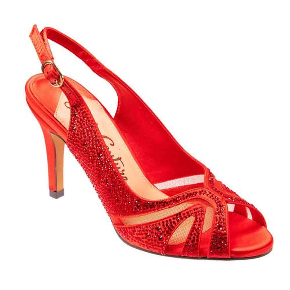 Lady Couture ADORE New Red Mid Heel Rhinestone Slingback (6)