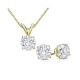 thumbnail image 2 of 18K Yellow Gold Round 2ct White Sapphire Round 18 Inch Necklace and Earrings Set Plated, 2 of 2