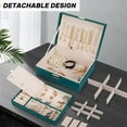 thumbnail image 3 of LQQBOX Jewelry Box Organizer for Women Girls, Jewellry Organizer Case 2 Layer Jewelry Holder Organizer PU Leather Soft Lining with Lock for Rings Earrings Necklace Bracelets, Green, 3 of 8