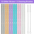 thumbnail image 2 of NiHome 12 Pack Glitter Plastic Reusable Straws Compatible with Stanley 40 oz Tumbler, Assorted Color Straws 12 Inch Long with 2 Cleaning Brushes - Durable PETG, BPA-Free, with Laser-Induced Sparkle, 2 of 10