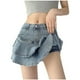 thumbnail image 1 of Falda vaquera con volantes y corte A de talle alto para mujer: falda vaquera picante para chicas, 1 of 8