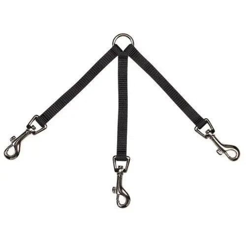 Guardian Gear 4 Nylon 3-Way Small Dog Coupler with Nickel-Plated Swivel Clip Black