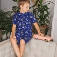thumbnail image 4 of Balery Golden Snowflakes Royal Blue Conjunto de Pijama Infantil de Manga Corta con Estampado – Ropa de Dormir de Algodón Suave-Small, 4 of 6
