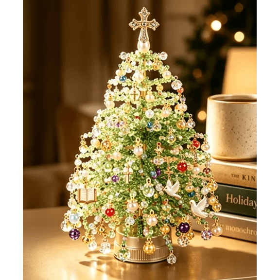 2026 DIY Beaded Christmas Tree Kit – Create Your Own Sparkling Holiday Decoration, Calming Hobby Craft for Christmas Leisure & Holiday Gathering