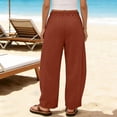 thumbnail image 6 of Straight Leg Pant for Women Wide Leg Drawstring Elastic Waist Solid Color Drawstring Loose Casual Ankle Length Pants with Pockets for Outdoor, 6 of 6
