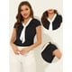 thumbnail image 2 of Allegra K Top Plisado De Oficina Con Cuello En V Y Manga Casquillo Para Mujer Negro M, 2 of 4