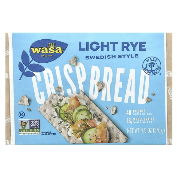 Wasa Flatbread, Whole Grain Crispbread, Light Rye, 9.5 oz Pack of 4