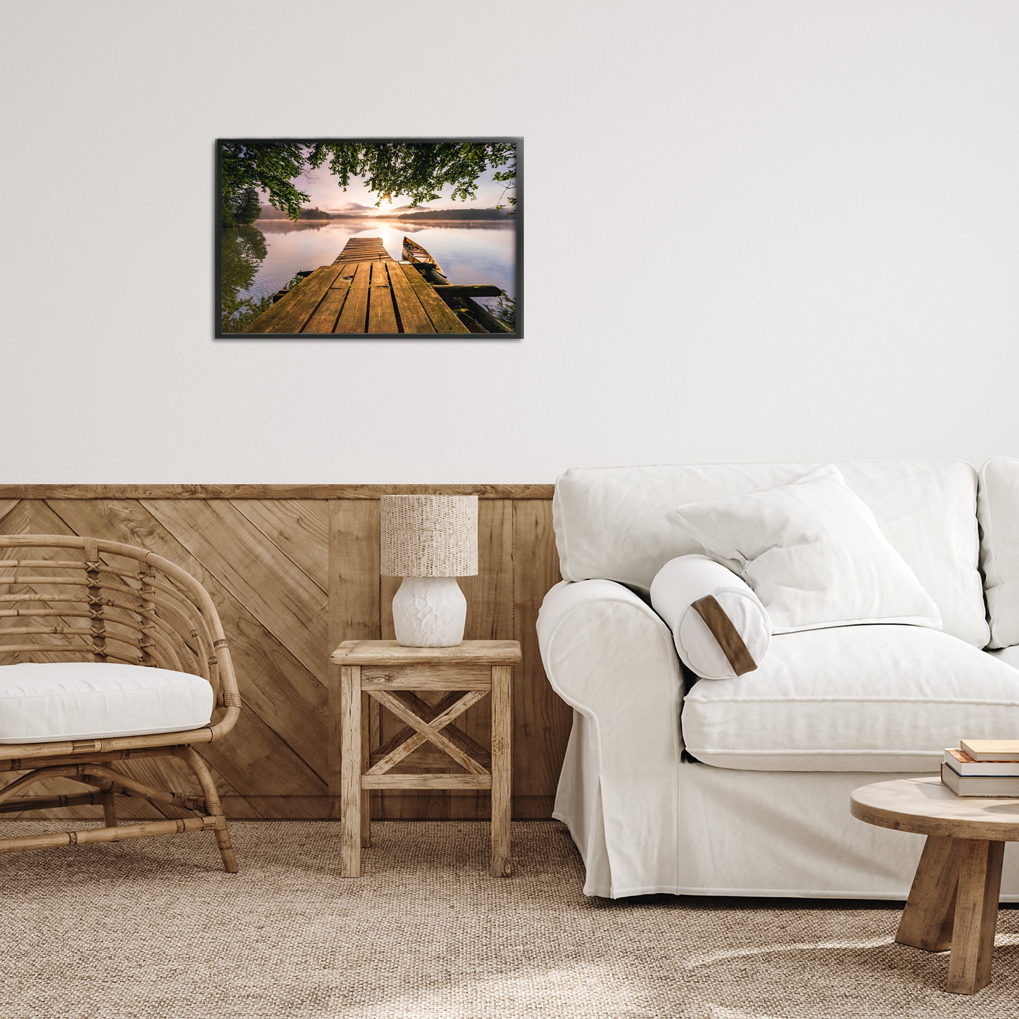 Stupell Industries Misty Morning Light on Lake Black Framed Giclee Art, design by Jonathan Zaharek