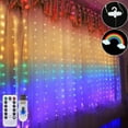 thumbnail image 6 of 100 LED Curtain Lights, Remote Control Christmas Decorative Hanging String Lights, 8 Lighting Modes, Plug in for Indoor Outdoor Holiday Party Garden Backdrop Wedding Home Decor, 6 of 8