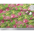 thumbnail image 2 of Soimoi polyester Crepe Fabric Parrot,Leaves & Lotus Floral Print Fabric by Yard 52 Inch Wide, 2 of 3