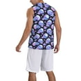 thumbnail image 2 of Xecao blue Skull flower print basketball shirt for both men and women, a unisex basketball jersey perfect for theme parties-Medium, 2 of 6