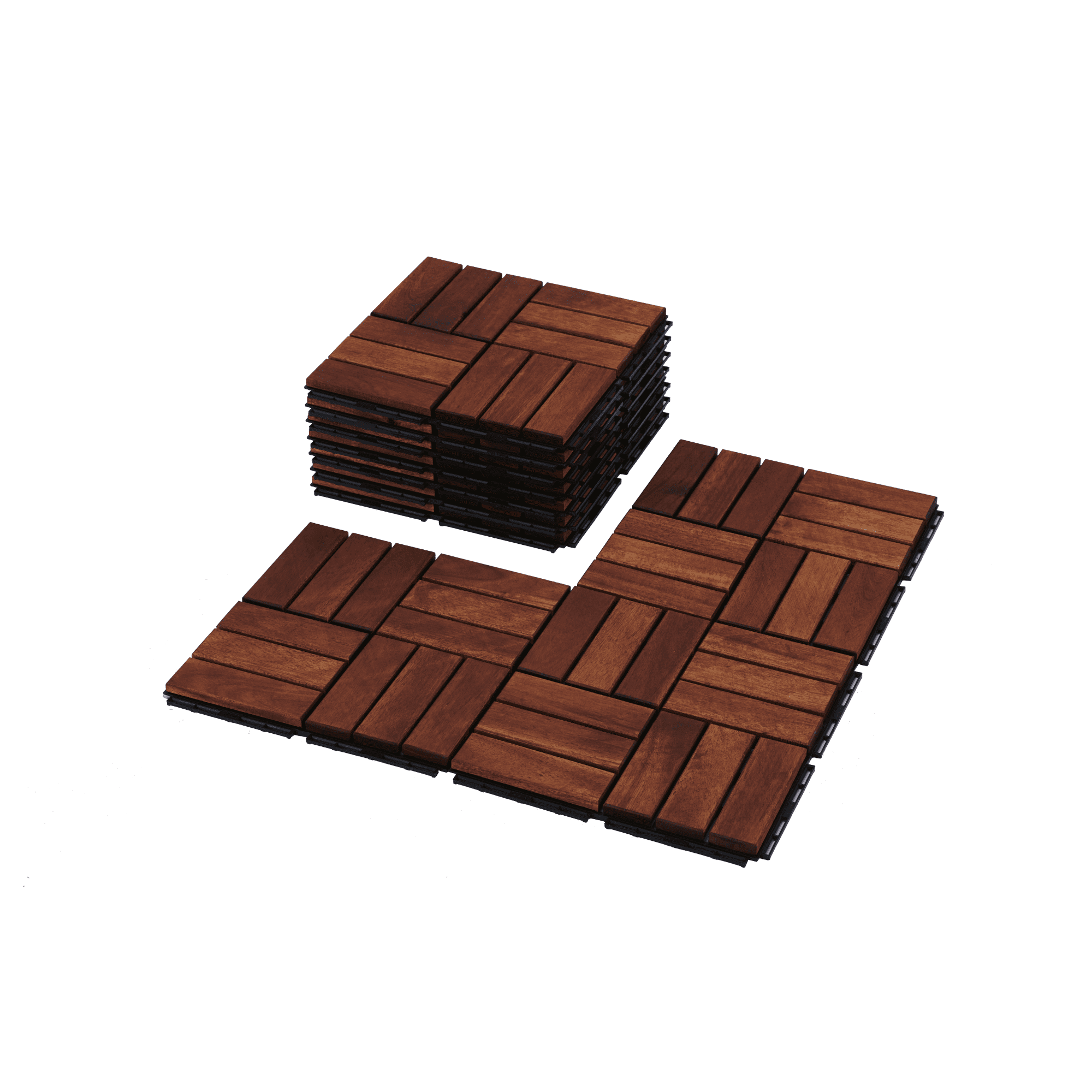 20 PCS Acacia Wood Interlocking Deck Tiles Checker Pattern 12"x12" Hardwood Outdoor Flooring for Patio Balcony Pool Side Garden Porch