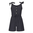 thumbnail image 5 of fheaev Jumpsuits for Women Casual Summer 1 Piece Outfits Solid Color Sleeveless Wide Leg Shorts Pants Rompers with Pockets Clubwear Loose Short Playsuits Rompers, 5 of 6