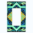 thumbnail image 5 of Metal Light Switch Plate Cover Teal Orange Fancy Tile Pattern TIL002, 5 of 13