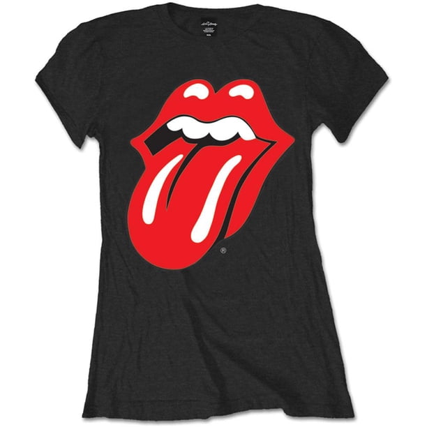 The Rolling Stones - Camiseta Classic Lengua para Mujer (Negro)
