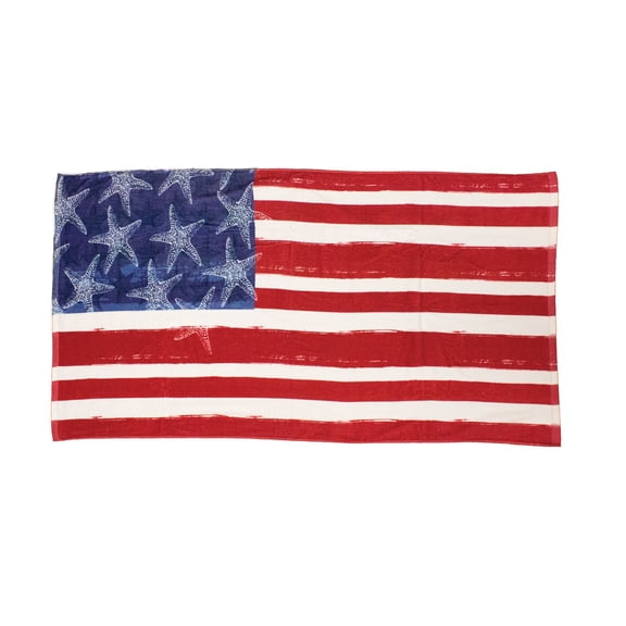 29.5" x 59" Patriotic American Flag Stars And Stripes 4th of July Starfish Design Beach Towel