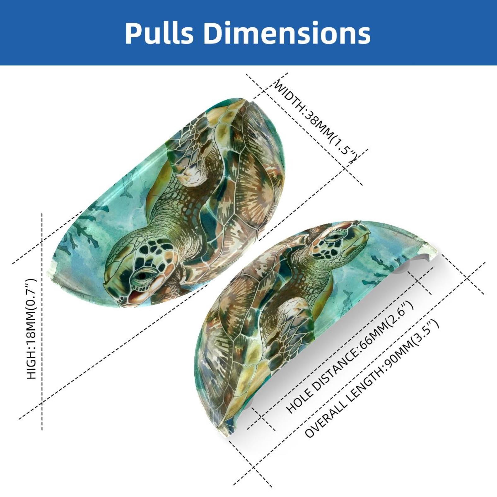 PhooArto 6 Pcs Cup Drawer Pulls, Vintage Sea Turtle Painting Shell Shape Handles Cabinet Knobs for Dresser Cupboard Closet Wardrobe with Screws