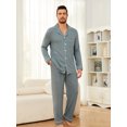 thumbnail image 2 of U2SKIIN Mens Pajama Sets, Ultra Soft Button Down Loungewear Long Sleeve Pjs Sets,(Light Green Mel.XL), 2 of 5