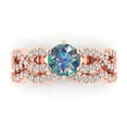 thumbnail image 2 of Clara Pucci 14K Rose Gold Round Cut 1Ct Synthetic Blue Moissanite Engagement Ring + Matching Band - Luxury Box Included, 2 of 7