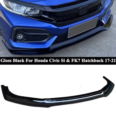Gloss Black Front Bumper Lip Splitter For Civic Si & FK7 Hatchback 2017-2021 GR Style