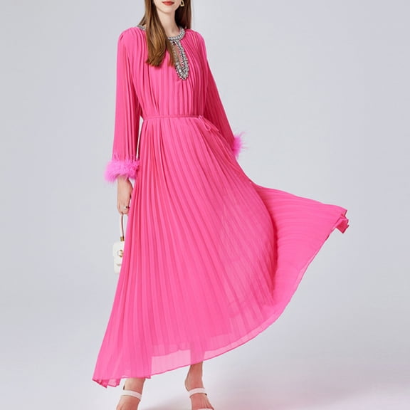 WJHWSX Womens Fall Dresses,Casual Dresses for Women,Fall Dresses for Women 2025,Long Sleeve,Crew Neck,Soft,Solid,Free Size