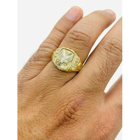 14K Yellow Solid Gold Mens Eagle Ring #9 #10 #11 Anillo de Aguila en Oro Real 7.9g