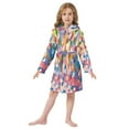 thumbnail image 6 of FORMRS Niños Bathrobe Unisex Hooded Robe Soft Plush Pajamas Sleepwear, Size 10-12T, Light Colorful Circles, 6 of 7