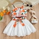 thumbnail image 2 of Vestido Para Niñas, Ropa Para Niñas Pequeñas, Moda Para Niños Pequeños, Estampado De Flores Lindas, Lcae, Falda Calada, Tirantes, Traje Superior Blanco Odeerbi LM103-8892, 2 of 9