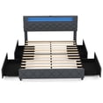 thumbnail image 1 of Costway Queen Size Bed Frame with Led Lights & Charging Station & Modern Upholstered Bed, 1 of 10