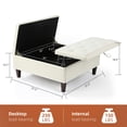 thumbnail image 3 of Large Square Storage Ottoman with Lift Top Tufted Upholstered Ottoman Coffee Table for Living Room, Beige Faux Leather, 3 of 8