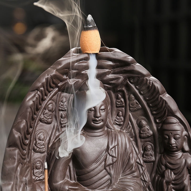 Creative Buddha Hand Incense Smoked Burner,High Mountain Flowing Water Backflow Incense Holder for Yoga Meditation Relaxation Office Gift (Waterfall)