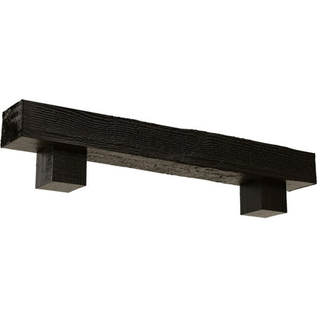

Ekena Millwork 8 H x 8 D x 48 W Rough Sawn Faux Wood Urethane Fireplace Mantel Kit W/ Alamo Corbels Premium Walnut