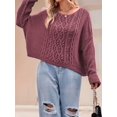 thumbnail image 6 of Womens Oversized Cable Knit Crew Neck Long Sleeve Fall Chunky Pullover Casual Loose Fit Sweater Tops Red L, 6 of 9