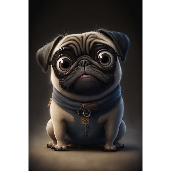 24x36 gallery poster, Cartoon Pug p2