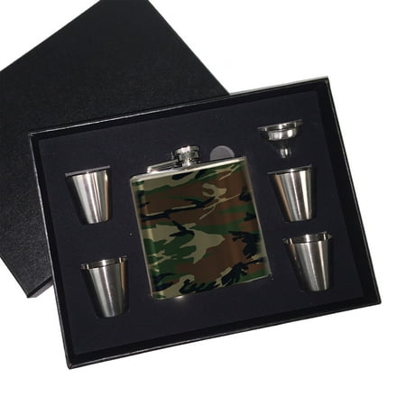 

KuzmarK 6 oz. Stainless Steel Flask Set in Black Presentation Box - Camouflage