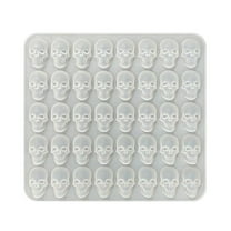 1 Pack Mini Skull Gummy Silicone Candy Molds, 40 Cavity Halloween Mini Skeleton Head Candy Molds with Droppers for Gummies, Hard Candies, Jello, Small Chocolates, Daily Snacks(White,6.7x6.3")