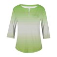 thumbnail image 3 of HVOBTTY Women's Long Sleeved Pullover T Shirts, Fall Tops for Women Plus Size, Women's Plus Size Casual Gradient Print V Neck 3/4 Sleeve T Shirt Green, XL, 3 of 5